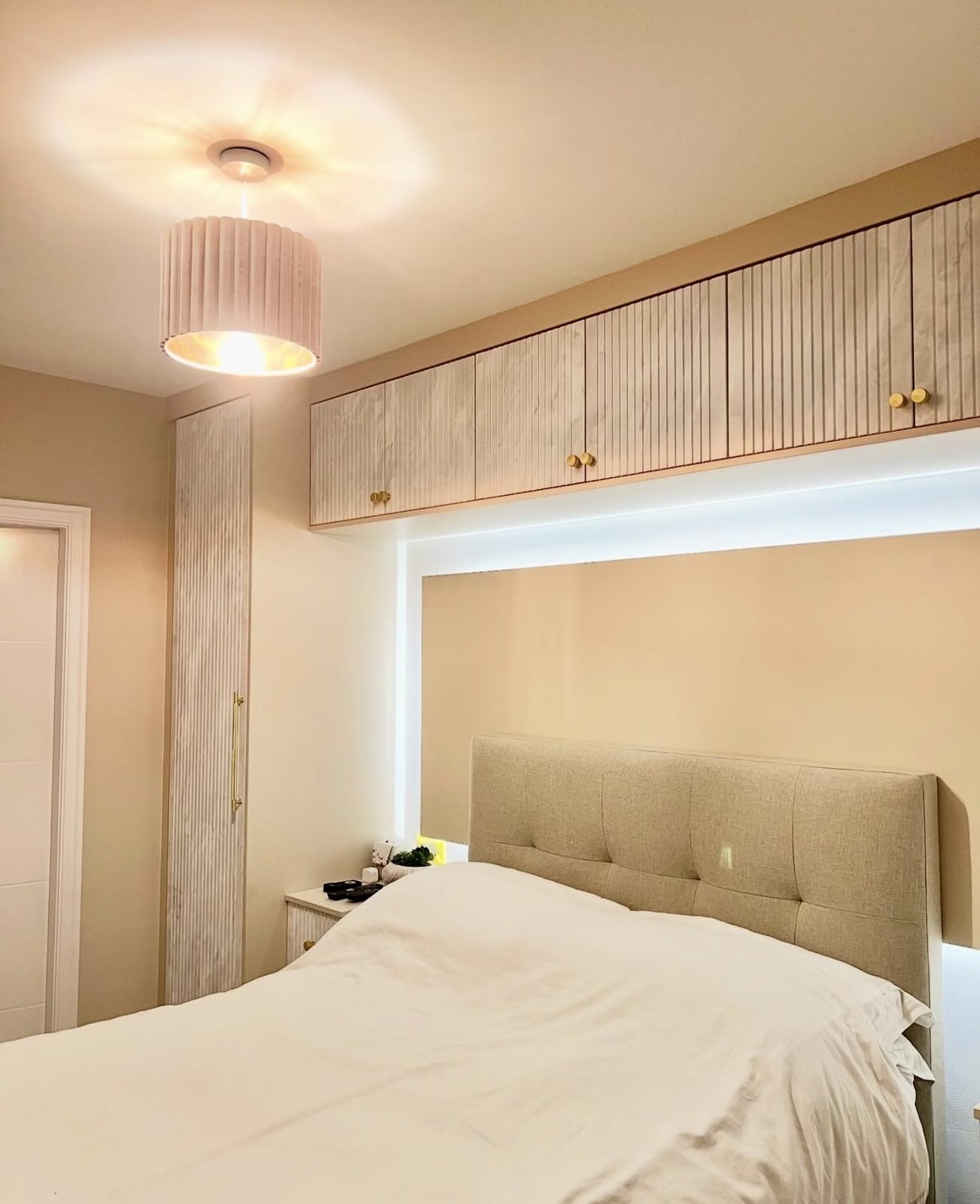 Overbed units we fitted, with a COB LED strip lighting the recess above the bed